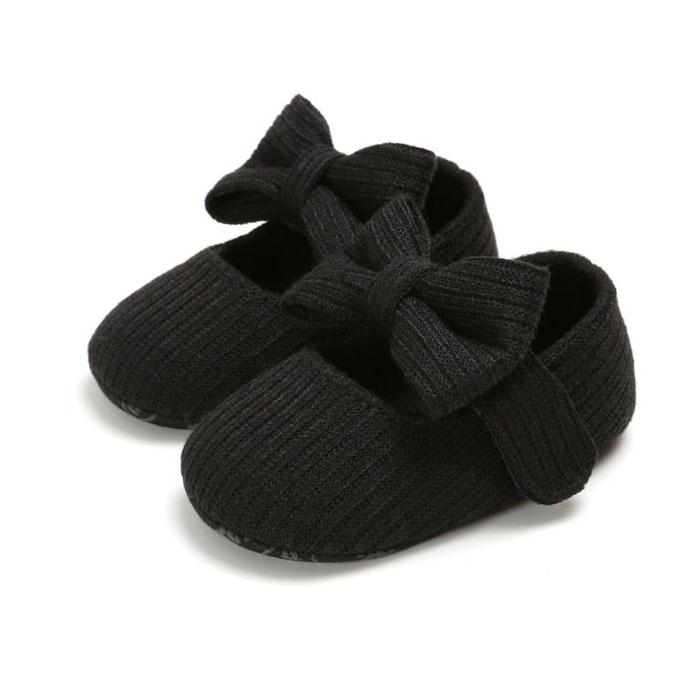 Black Solid Bow Baby Shoes - Wearebambino - 1 - Black Solid Bow Baby Shoes