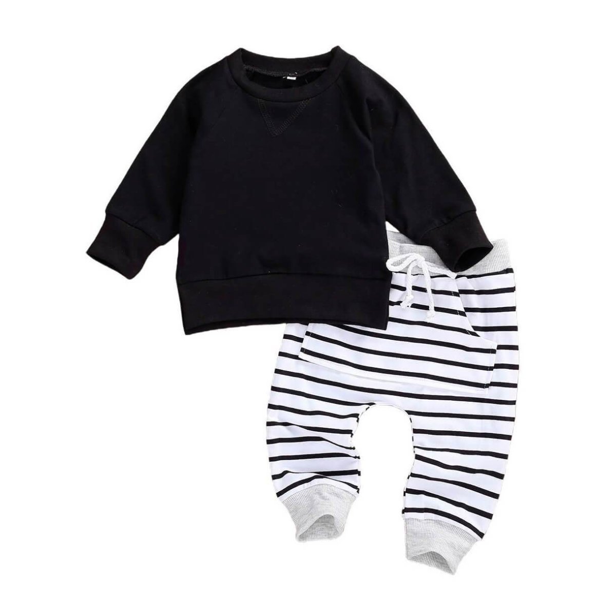 Black Striped Baby Set - Wearebambino - 3 - 6 M - Black Striped Baby Set