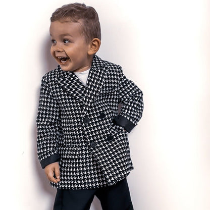 Boys' Houndstooth Formal Suit - Wearebambino - Blazer - Pants - Bowtie - 12 M - Boys' Houndstooth Formal Suit