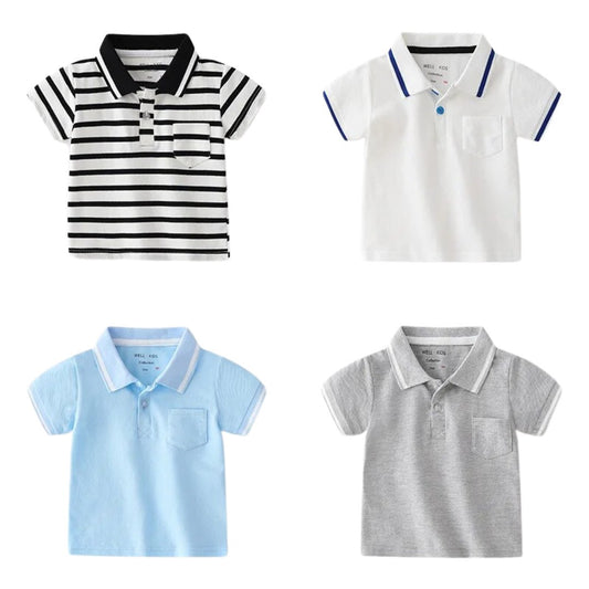 Boy's Summer Polo Shirt - Wearebambino - White/Black - 2T - Boy's Summer Polo Shirt