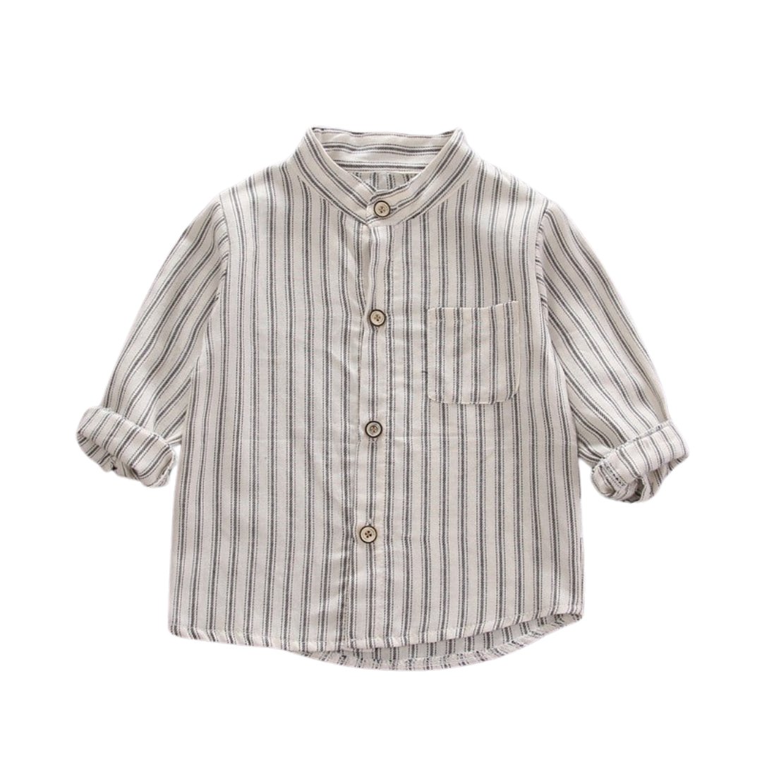 Boys' Thin Stripe Long - Sleeve Shirts - Spring/Autumn - Wearebambino - White - 12 M - Boys' Thin Stripe Long - Sleeve Shirts - Spring/Autumn