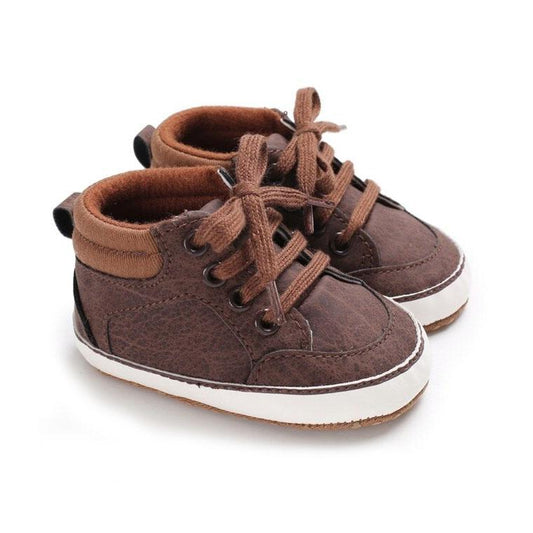 Brown Anti Slip Leather Baby Shoes - Wearebambino - 1 - Brown Anti Slip Leather Baby Shoes