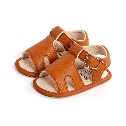 Brown Buckle Up Baby Sandals - Wearebambino - 1 - Brown Buckle Up Baby Sandals