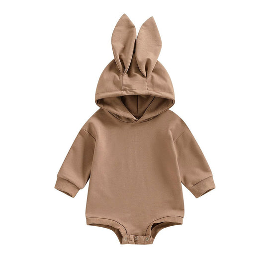 Brown Bunny Ears Baby Jumpsuit - Wearebambino - 3 - 6 M - Brown Bunny Ears Baby Jumpsuit