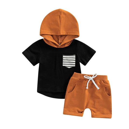 Brown Shorts Hooded Toddler Set - Wearebambino - 12 - 18 M - Brown Shorts Hooded Toddler Set