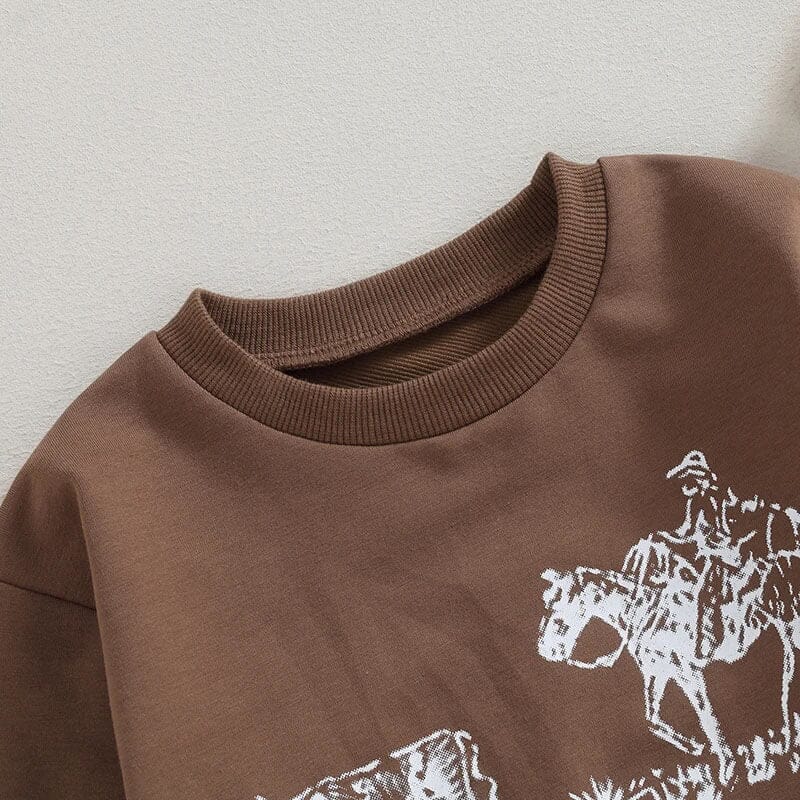 Brown Western Toddler Sweatshirt - Wearebambino - 9 - 12 M - Brown Western Toddler Sweatshirt