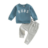 Bubs Blue Sweatshirt Baby Set - Wearebambino - 3 - 6 M - Bubs Blue Sweatshirt Baby Set