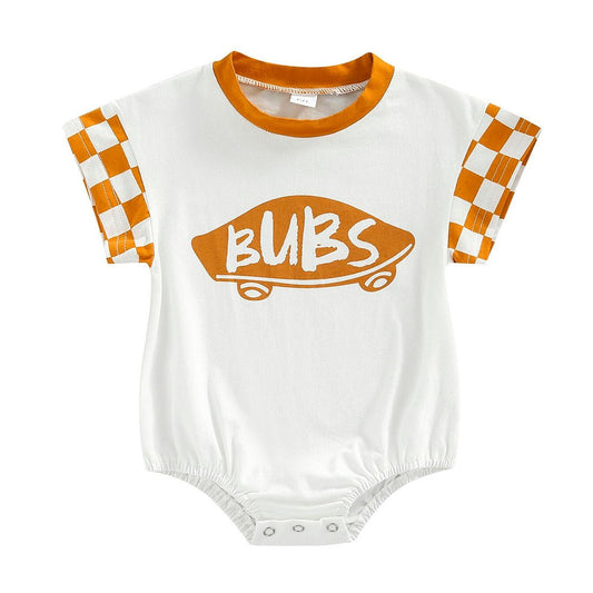 Bubs Checkered Baby Bodysuit - Wearebambino - Orange - 0 - 3 M - Bubs Checkered Baby Bodysuit