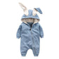 Bunny Hooded Baby Jumpsuit - Wearebambino - Blue - 3 - 6 M - Bunny Hooded Baby Jumpsuit