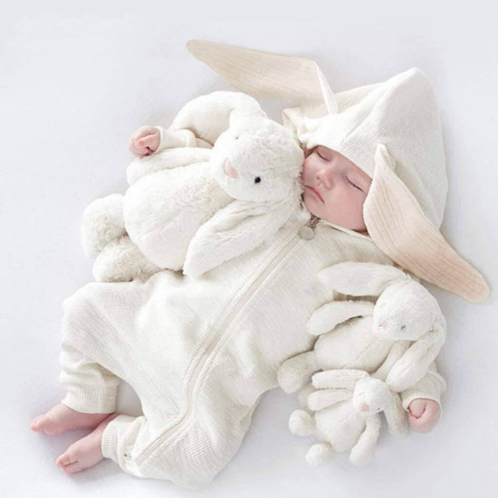 Bunny Hooded Baby Jumpsuit - Wearebambino - Pink - 3 - 6 M - Bunny Hooded Baby Jumpsuit