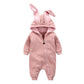 Bunny Hooded Baby Jumpsuit - Wearebambino - Pink - 3 - 6 M - Bunny Hooded Baby Jumpsuit