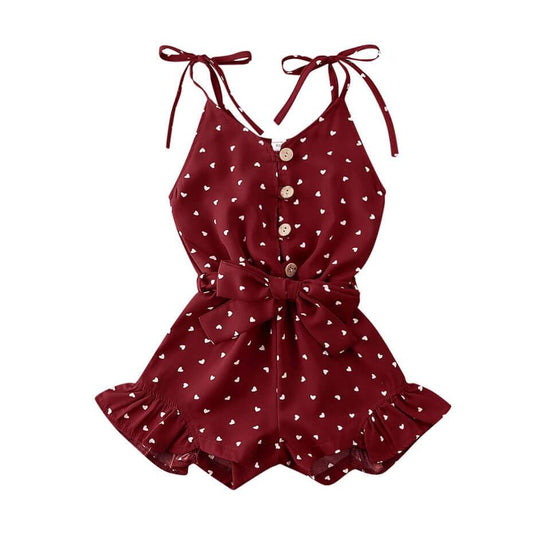 Burgundy Hearts Toddler Romper - Wearebambino - 2T - Burgundy Hearts Toddler Romper