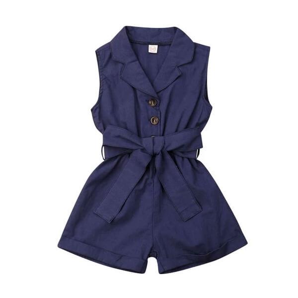 Button Down Collar Toddler Romper - Wearebambino - Blue - 2T - Button Down Collar Toddler Romper