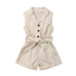 Button Down Collar Toddler Romper - Wearebambino - Cream - 2T - Button Down Collar Toddler Romper