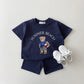 Cartoon Bear Cotton Two - Piece Set for Kids - Wearebambino - Dark Blue - 9 M - Cartoon Bear Cotton Two - Piece Set for Kids