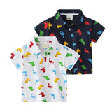 Cartoon Dinosaur Print Boys Polo Shirt - Wearebambino - Dark Blue - 2T - Cartoon Dinosaur Print Boys Polo Shirt