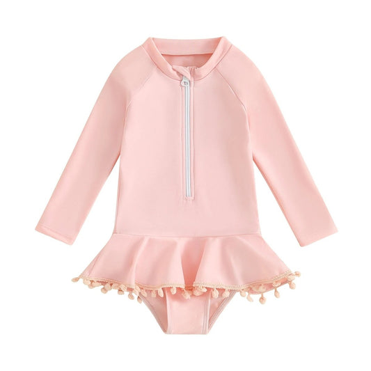 Cartoon Waves Long Sleeve UPF50 Swimwear - Wearebambino - Pink - 2T - Cartoon Waves Long Sleeve UPF50 Swimwear