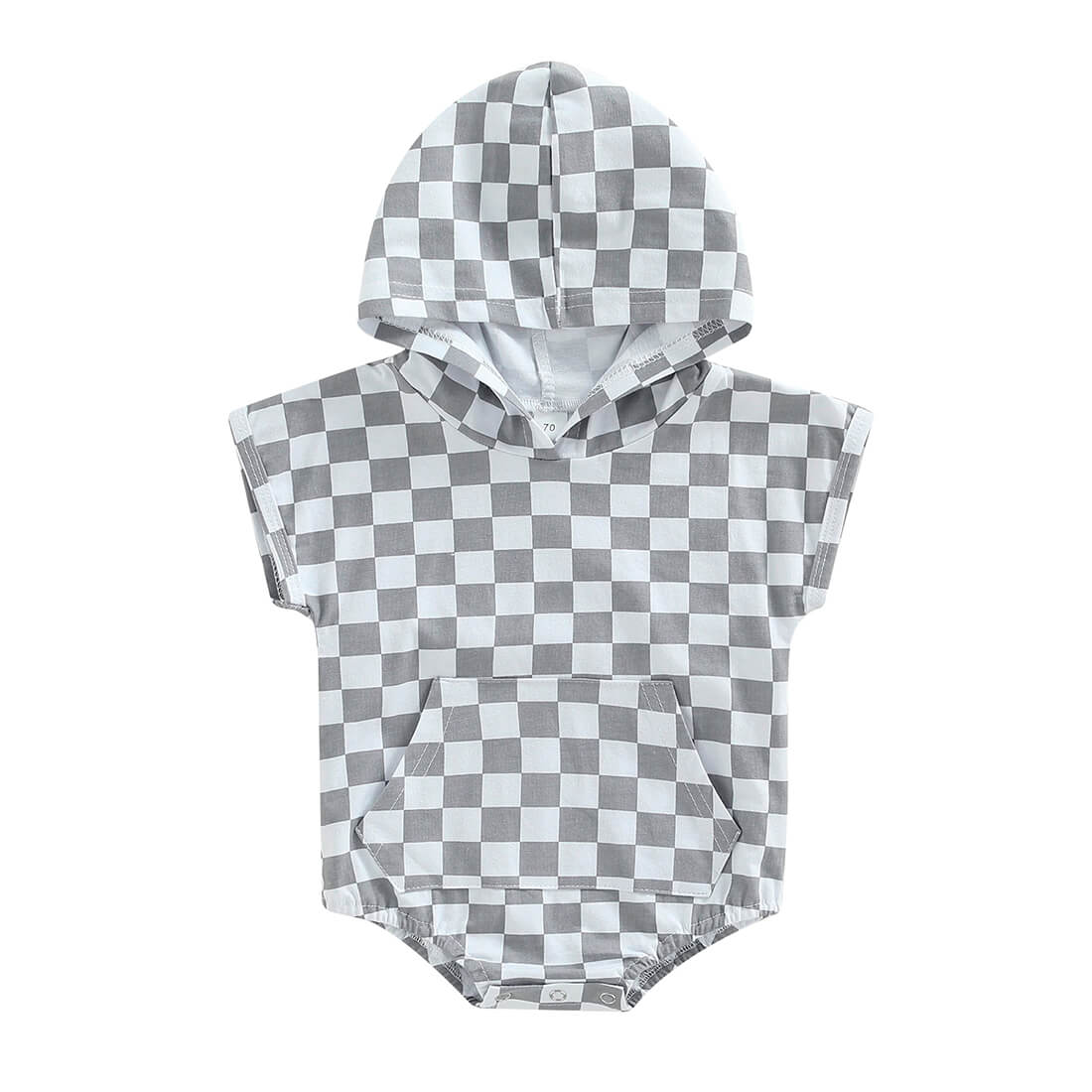 Checkered Hooded Baby Romper - Wearebambino - 3 - 6 M - Checkered Hooded Baby Romper