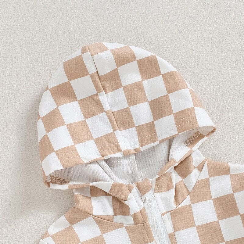 Checkered Zipper Toddler Hoodie - Wearebambino - 12 - 18 M - Checkered Zipper Toddler Hoodie