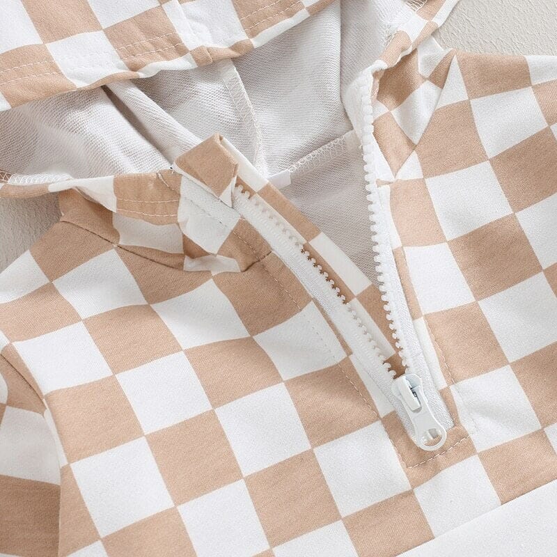 Checkered Zipper Toddler Hoodie - Wearebambino - 12 - 18 M - Checkered Zipper Toddler Hoodie