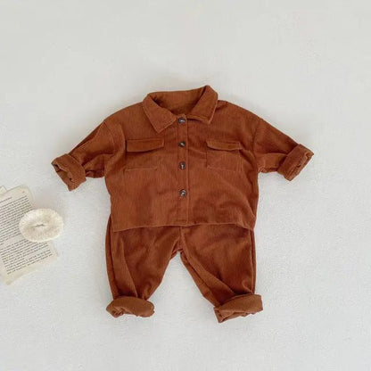 Chic Corduroy Polo Set: Trendy Toddler Duo - Wearebambino - Brown - 18 - 24 M - Chic Corduroy Polo Set: Trendy Toddler Duo