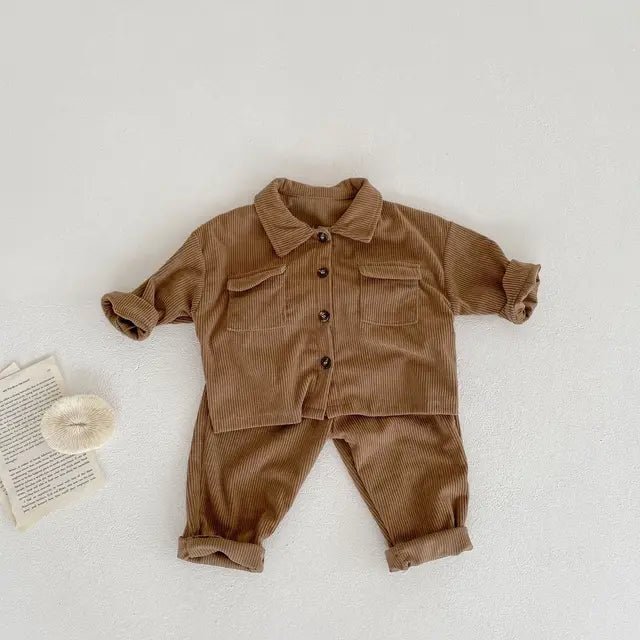 Chic Corduroy Polo Set: Trendy Toddler Duo - Wearebambino - Coffee - 18 - 24 M - Chic Corduroy Polo Set: Trendy Toddler Duo