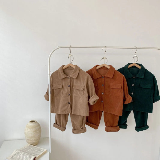 Chic Corduroy Polo Set: Trendy Toddler Duo - Wearebambino - Brown - 18 - 24 M - Chic Corduroy Polo Set: Trendy Toddler Duo