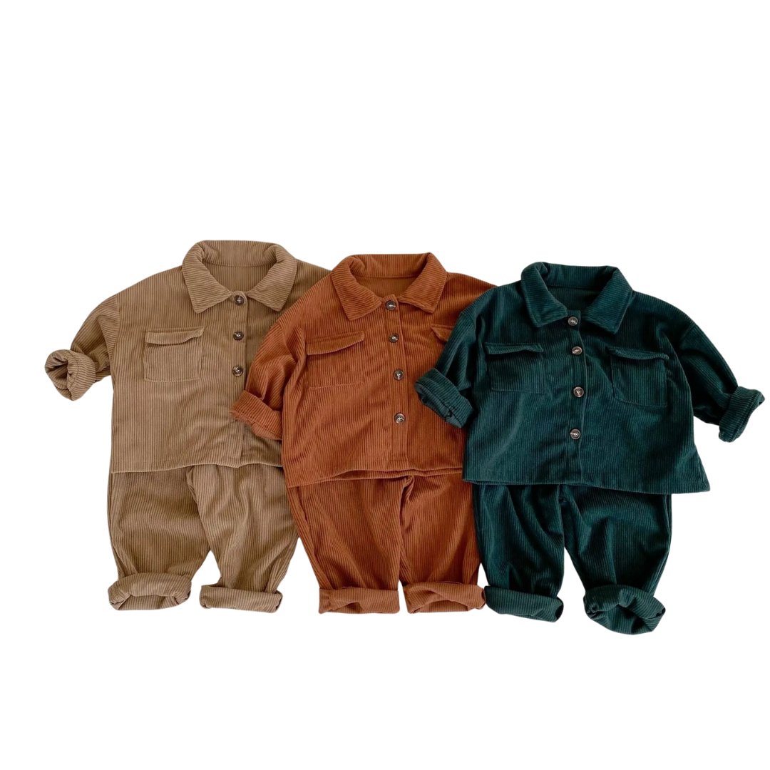 Chic Corduroy Polo Set: Trendy Toddler Duo - Wearebambino - Brown - 18 - 24 M - Chic Corduroy Polo Set: Trendy Toddler Duo