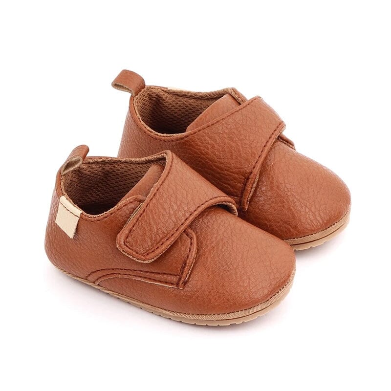 Classic Solid Velcro Baby Shoes - Wearebambino - Brown - 1 - Classic Solid Velcro Baby Shoes