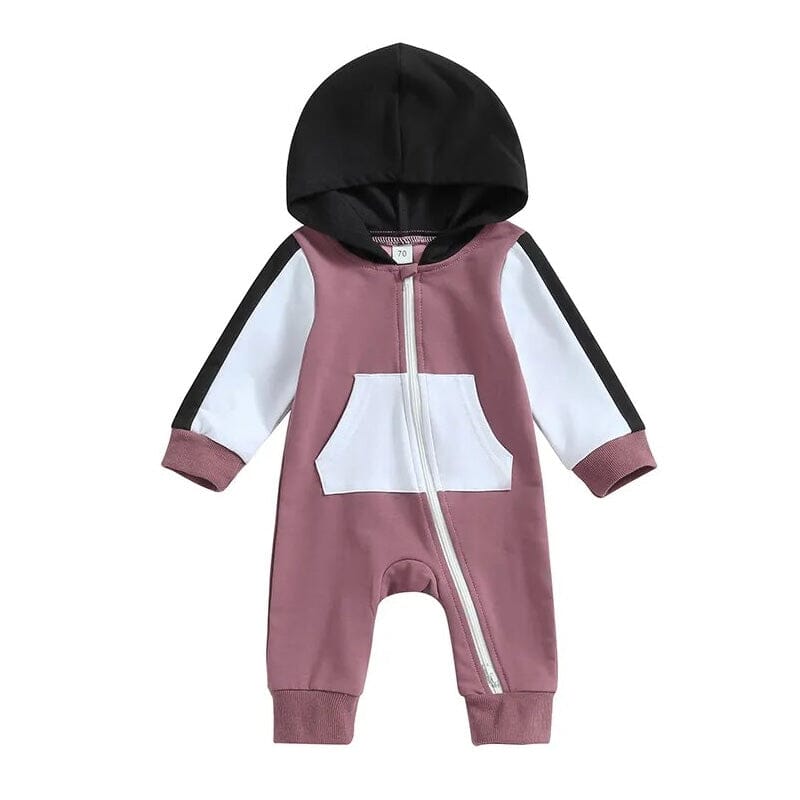 Color Block Pocket Baby Jumpsuit - Wearebambino - Purple - 0 - 3 M - Color Block Pocket Baby Jumpsuit