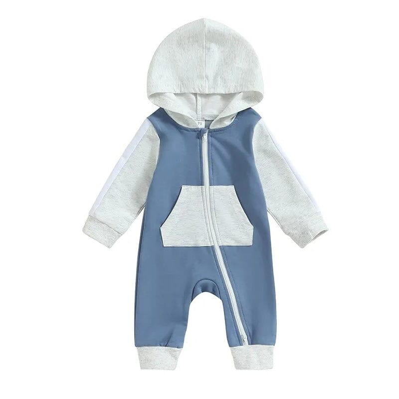 Color Block Pocket Baby Jumpsuit - Wearebambino - Blue - 0 - 3 M - Color Block Pocket Baby Jumpsuit