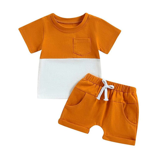 Color Block Pocket Tee Baby Set - Wearebambino - Green - 3 - 6 M - Color Block Pocket Tee Baby Set