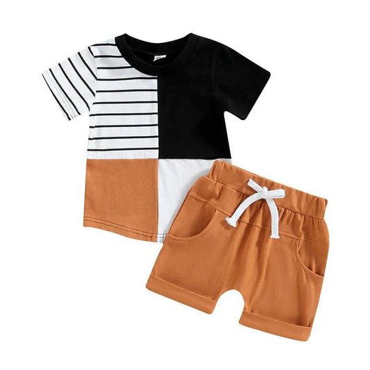 Color Block Striped Baby Set - Wearebambino - 3 - 6 M - Color Block Striped Baby Set