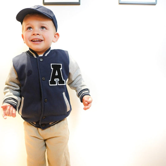 Contrast Color Baseball Jacket for Kids - Wearebambino - Navy - 2T - Contrast Color Baseball Jacket for Kids