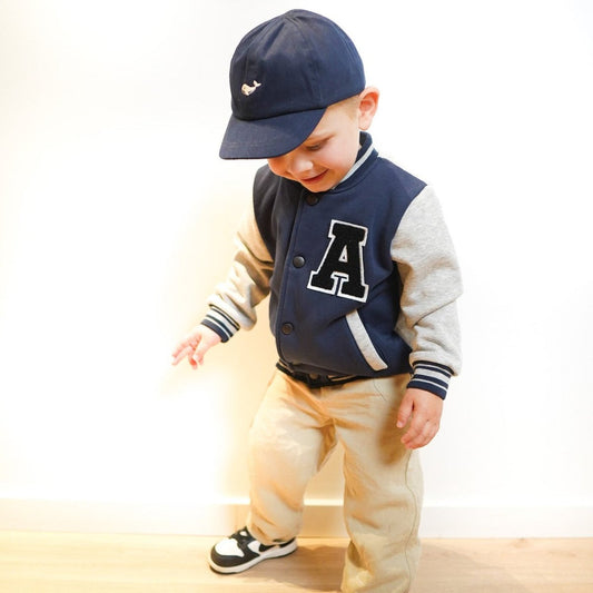 Contrast Color Baseball Jacket for Kids - Wearebambino - Navy - 2T - Contrast Color Baseball Jacket for Kids