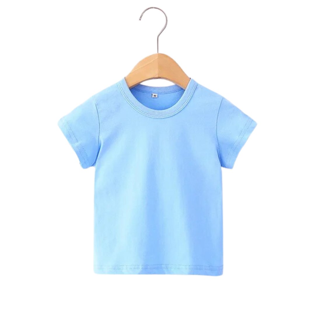 Cotton Plain Kids' Summer Tops for Girls - Wearebambino - Light blue - 2T - Cotton Plain Kids' Summer Tops for Girls