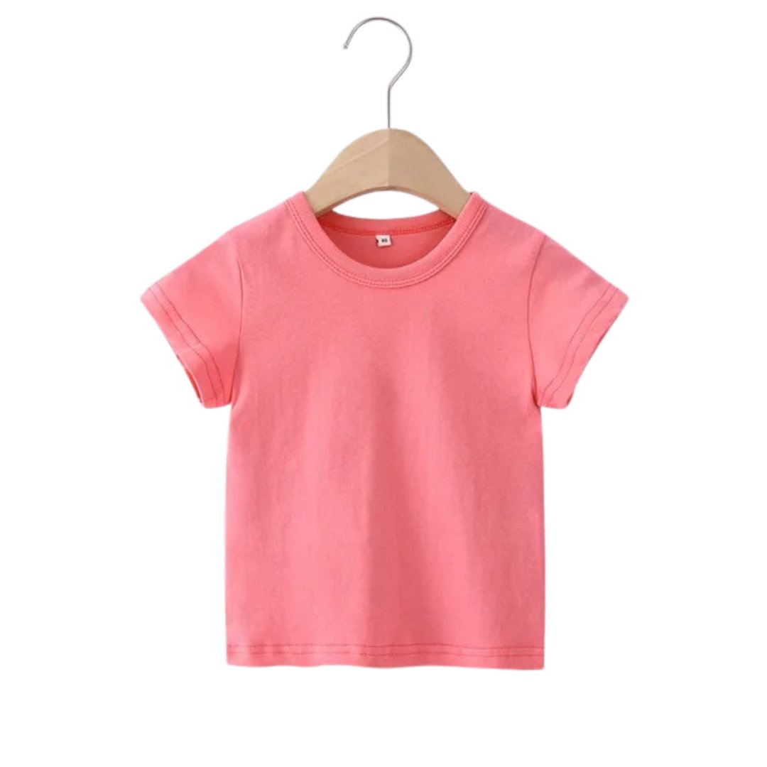 Cotton Plain Kids' Summer Tops for Girls - Wearebambino - Red Pink - 2T - Cotton Plain Kids' Summer Tops for Girls