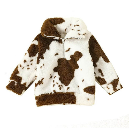 Cow Zipper Fleece Baby Jacket - Wearebambino - 3 - 6 M - Cow Zipper Fleece Baby Jacket