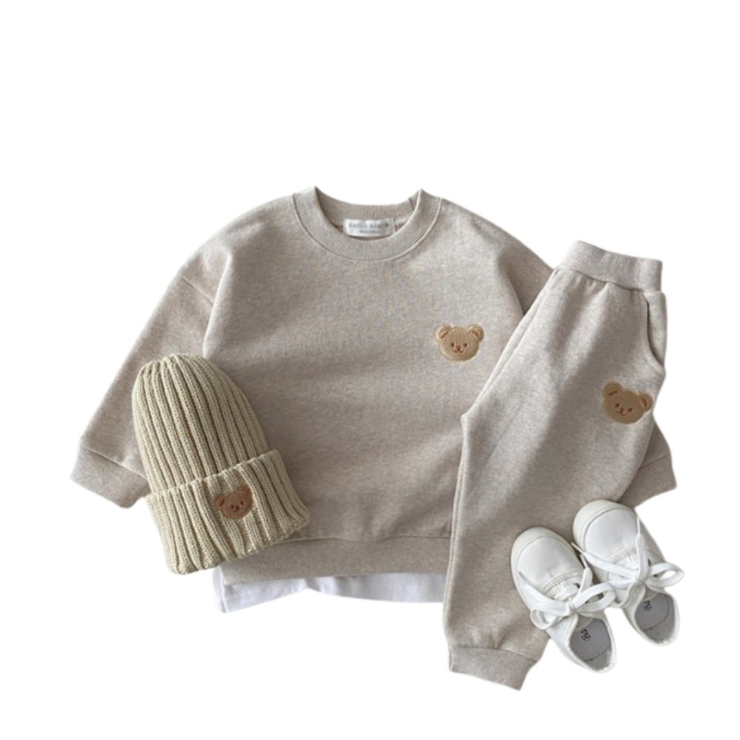 Cozy Bear Sweatshirt Set - Wearebambino - Yellow - 12 - 18 M - Cozy Bear Sweatshirt Set