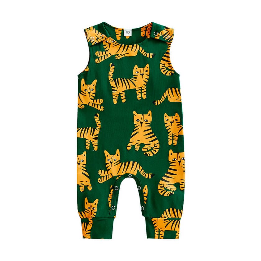 Cute Tiger Sleeveless Baby Jumpsuit - Wearebambino - 0 - 3 M - Cute Tiger Sleeveless Baby Jumpsuit