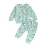 Daisies Sweatshirt Baby Set - Wearebambino - Blue - 3 - 6 M - Daisies Sweatshirt Baby Set