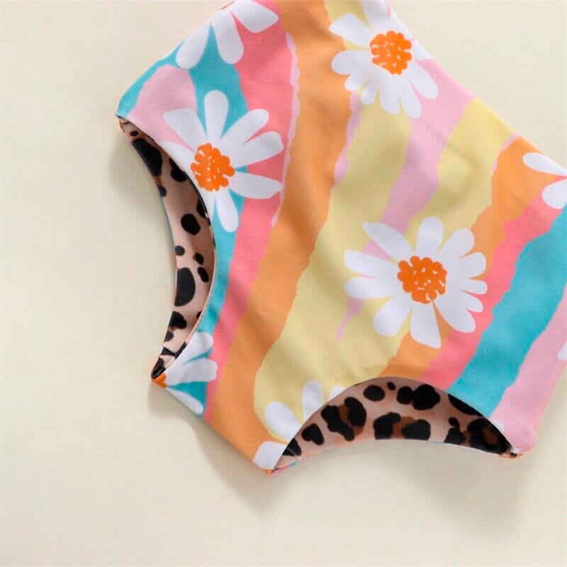 Daisy Rainbow Leopard Baby Swimsuit - Wearebambino - 3 - 6 M - Daisy Rainbow Leopard Baby Swimsuit