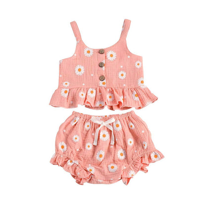 Daisy Ruffled Toddler Set - Wearebambino - Pink - 9 - 12 M - Daisy Ruffled Toddler Set