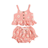 Daisy Ruffled Toddler Set - Wearebambino - Pink - 9 - 12 M - Daisy Ruffled Toddler Set