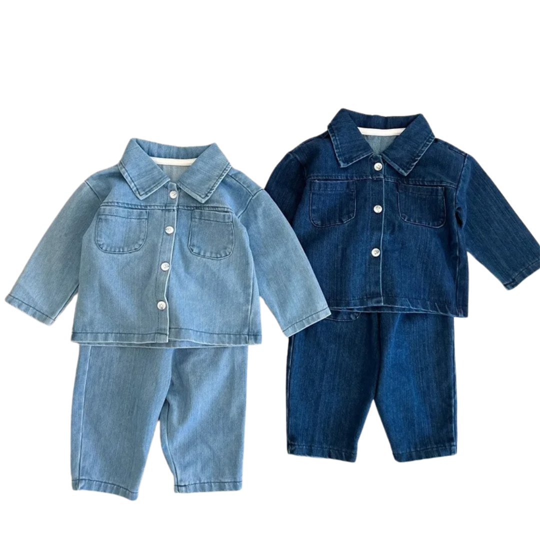 Denim Days: Jacket & Pants Set - Wearebambino - Light blue - 9 - 12 M - Denim Days: Jacket & Pants Set