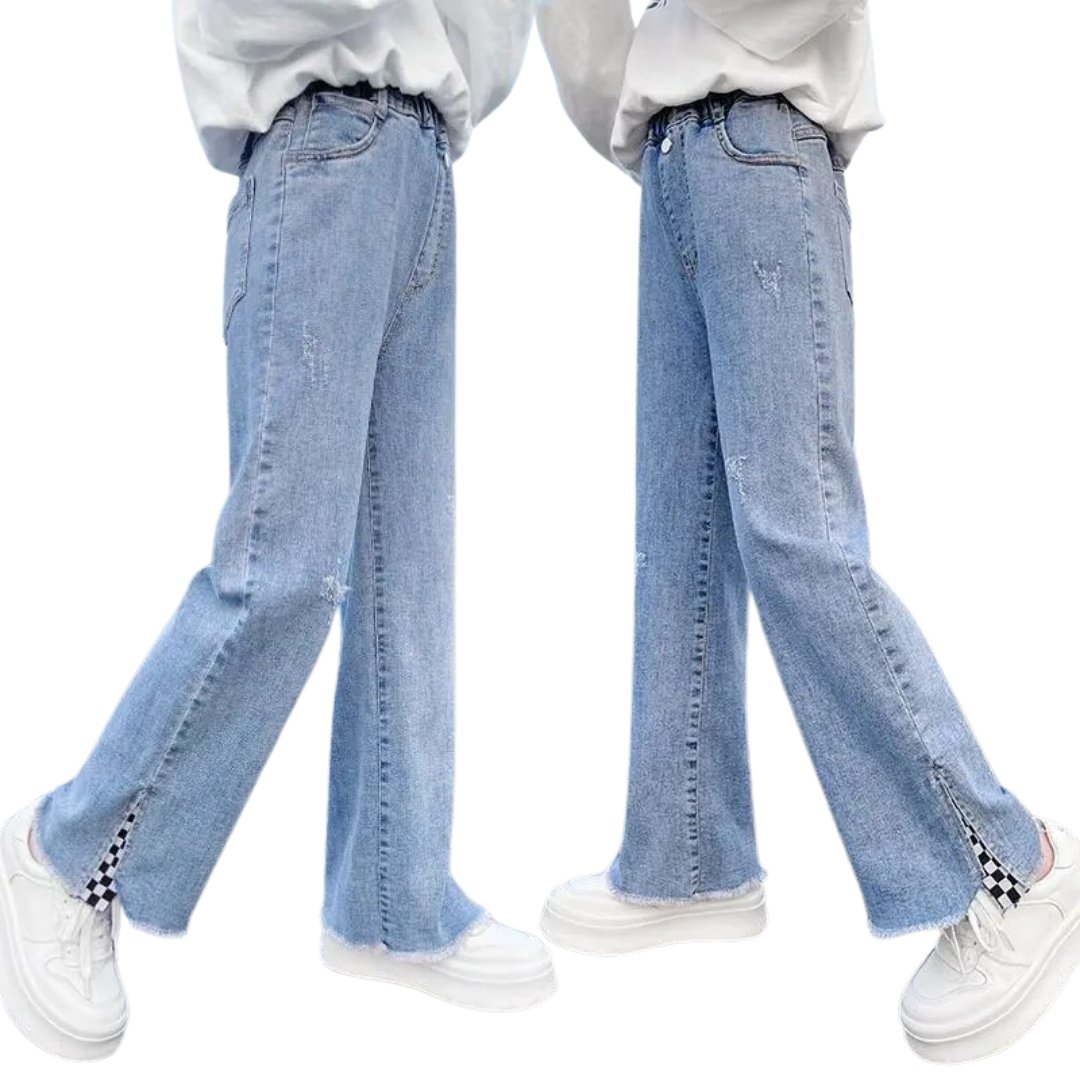 Denim Dreams Wide Leg Jeans for Teens - Wearebambino - Blue - 4T - Denim Dreams Wide Leg Jeans for Teens