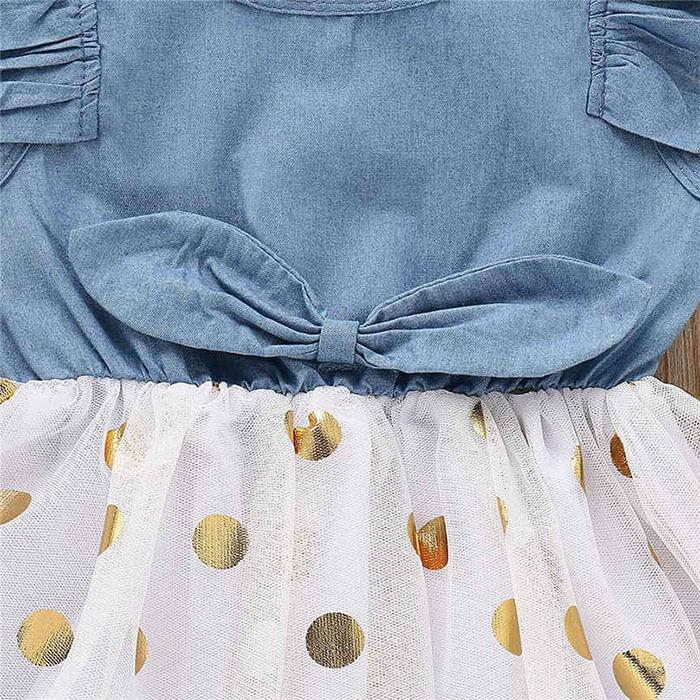 Denim Polka Dot Toddler Dress - Wearebambino - 2T - Denim Polka Dot Toddler Dress