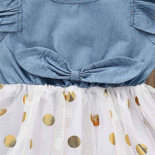 Denim Polka Dot Toddler Dress - Wearebambino - 2T - Denim Polka Dot Toddler Dress