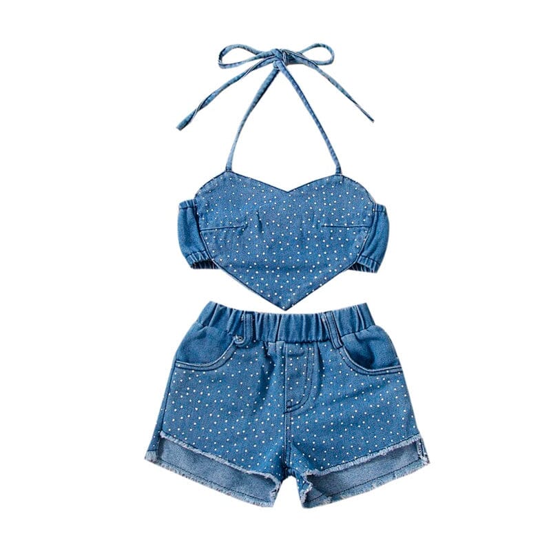 Denim Polka Dot Toddler Set - Wearebambino - 2T - Denim Polka Dot Toddler Set