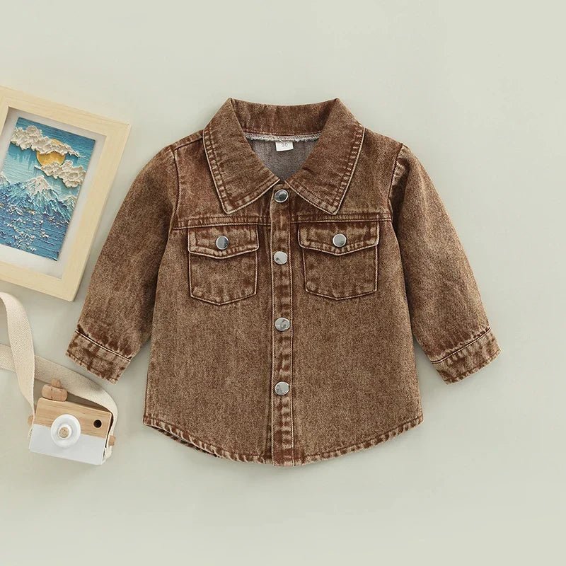 Denim Toddler Boys Jacket - Wearebambino - Brown - 2T - Denim Toddler Boys Jacket